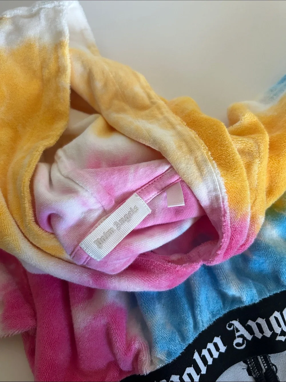 Palm Angels Kids Tie-Dye Hoodie and Shorts Set - Pink, Blue, Yellow